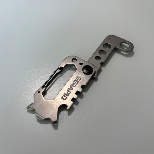 Multi-function tool with carabiner_unfolded