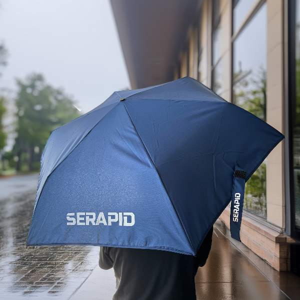 Serapid foldable umbrella in use